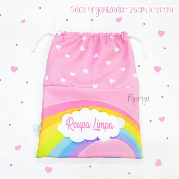 Kit 2 Sacos Organizadores Corações - Roupa Limpa e Suja