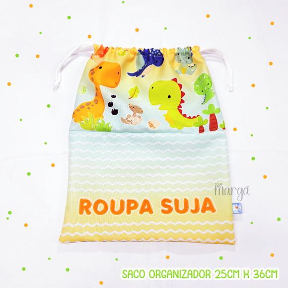 Kit 2 Sacos Organizadores Dinossauros - Roupa Limpa e Suja
