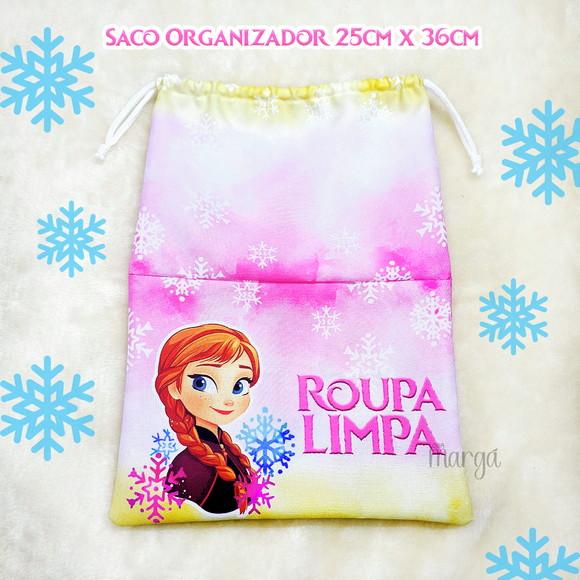 Kit 2 Sacos Organizadores Frozen - Roupa Limpa e Suja