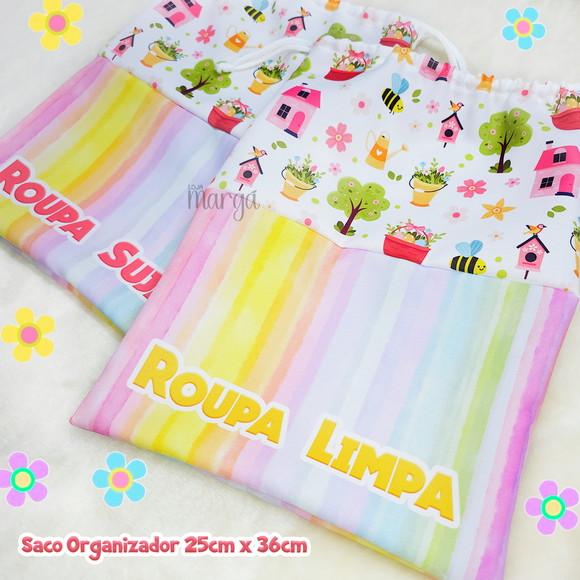 Kit 2 Sacos Organizadores Jardim - Roupa Limpa e Suja