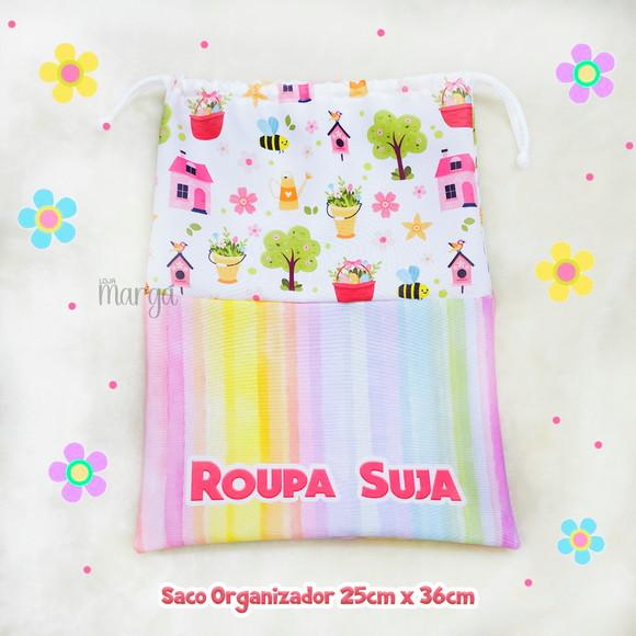 Kit 2 Sacos Organizadores Jardim - Roupa Limpa e Suja