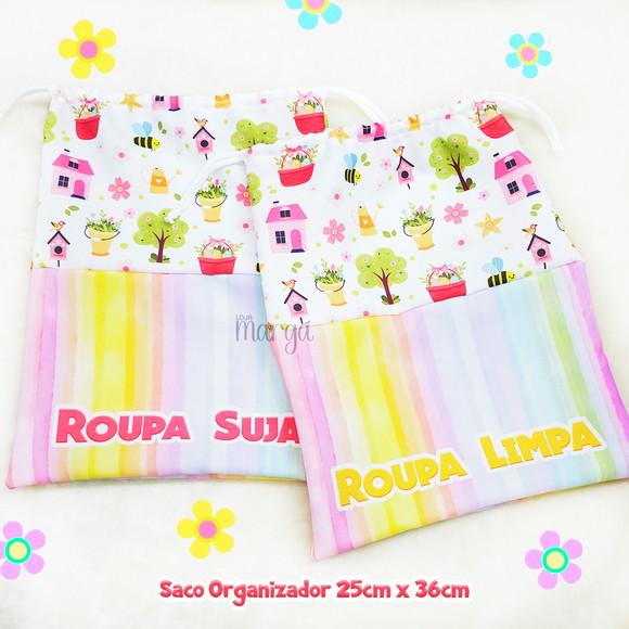 Kit 2 Sacos Organizadores Jardim - Roupa Limpa e Suja