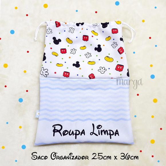 Kit 2 Sacos Organizadores Mickey - Roupa Limpa e Suja