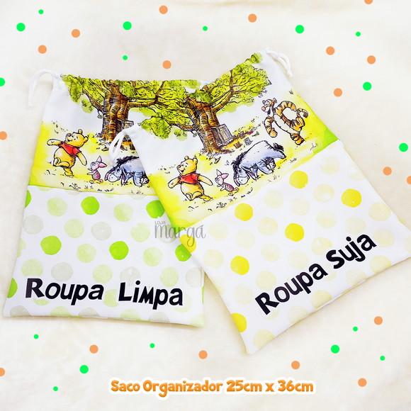 Kit 2 Sacos Organizadores Pooh - Roupa Limpa e Suja
