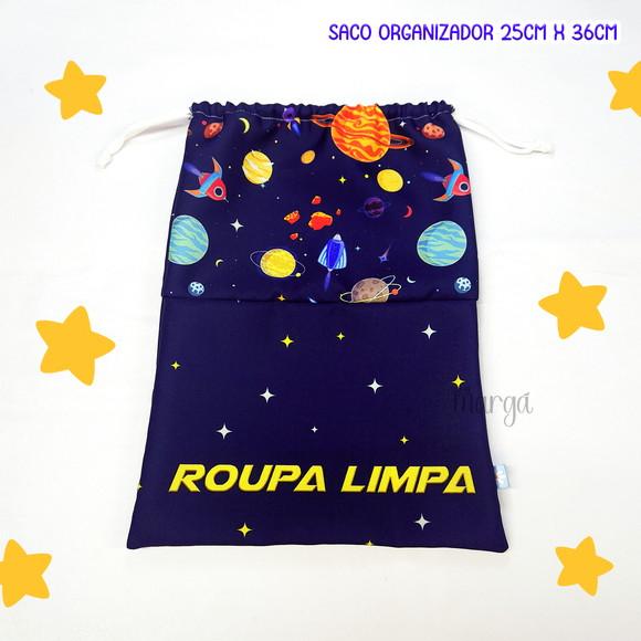 Kit 2 Sacos Organizadores Planetas - Roupa Limpa e Suja
