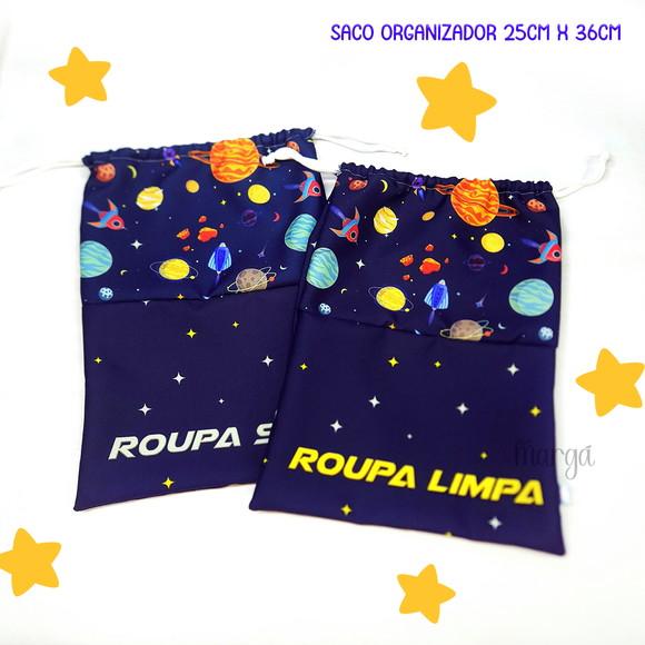 Kit 2 Sacos Organizadores Planetas - Roupa Limpa e Suja