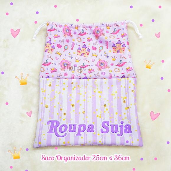Kit 2 Sacos Organizadores Princesas - Roupa Limpa e Suja