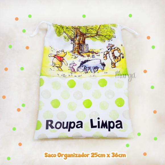 Kit 2 Sacos Organizadores Pooh - Roupa Limpa e Suja