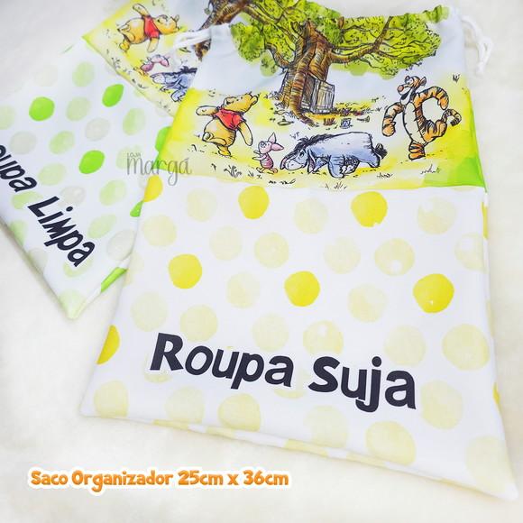 Kit 2 Sacos Organizadores Pooh - Roupa Limpa e Suja