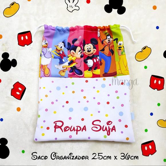 Kit 2 Sacos Organizadores Turma do Mickey - Roupa Limpa Suja