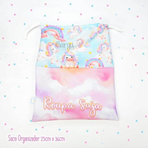Kit 2 Sacos Organizadores Unicórnio - Roupa Limpa e Suja
