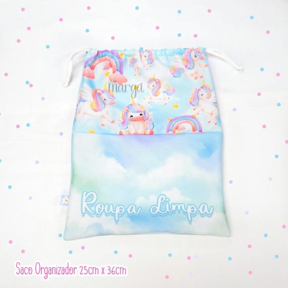 Kit 2 Sacos Organizadores Unicórnio - Roupa Limpa e Suja