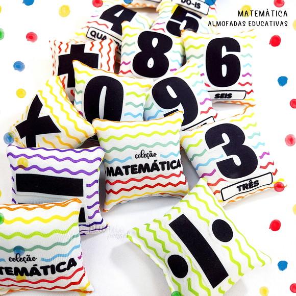 Kit 25 Almofadas 9cm Educativa Matemática + Saco Organizador