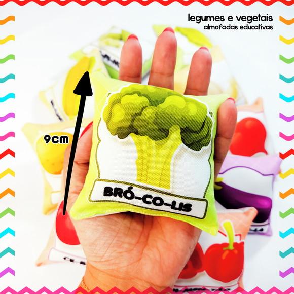 Kit 24 Almofadas 9cm Educativas Frutas, Legumes e Vegetais