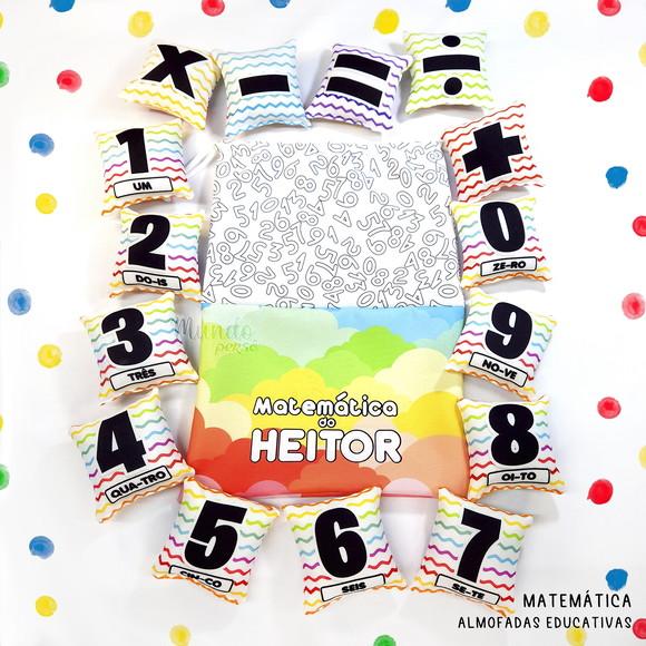 Kit 25 Almofadas 9cm Educativa Matemática + Saco Organizador