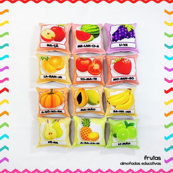 Kit 24 Almofadas 9cm Educativas Frutas, Legumes e Vegetais