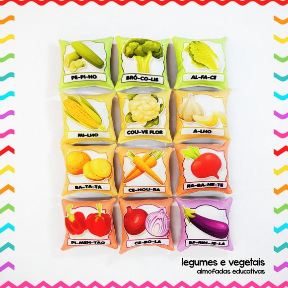 Kit 24 Almofadas 9cm Educativas Frutas, Legumes e Vegetais