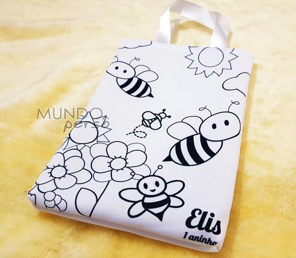 Sacola com Alça 18cm x 25cm Abelhinha para Colorir