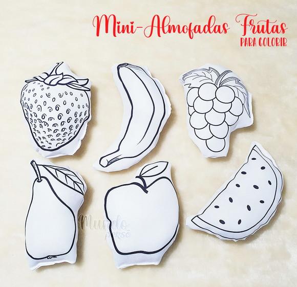 Mini Almofadas Recortadas Frutas para Colorir