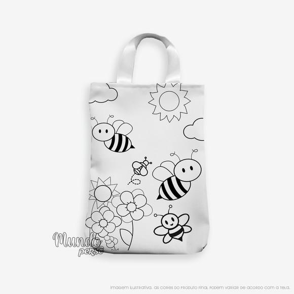Sacola com Alça 18cm x 25cm Abelhinha para Colorir