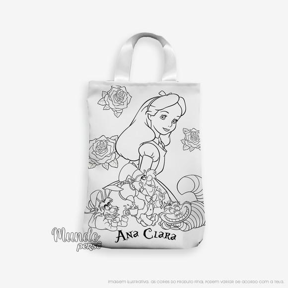 Sacola com Alça 18cm x 25cm Alice para Colorir