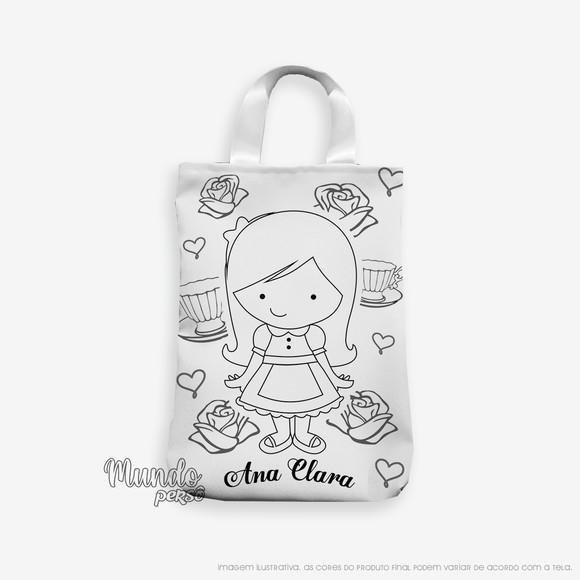 Sacola com Alça 18cm x 25cm Alice para Colorir