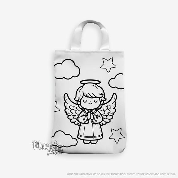 Sacola com Alça 18cm x 25cm Anjinho para Colorir