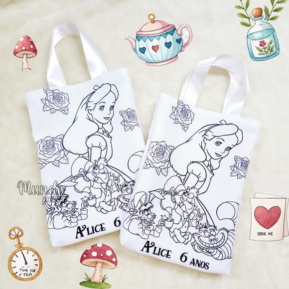 Sacola com Alça 18cm x 25cm Alice para Colorir