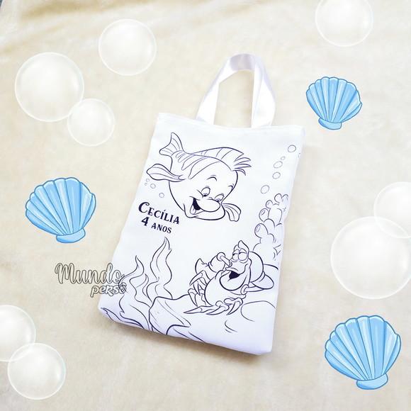 Sacola com Alça 18cm x 25cm Ariel para Colorir