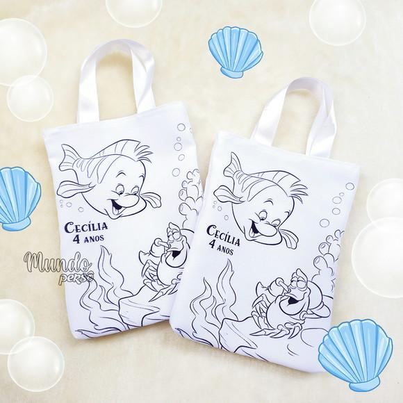Sacola com Alça 18cm x 25cm Ariel para Colorir
