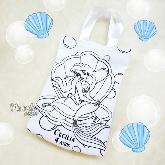 Sacola com Alça 18cm x 25cm Ariel para Colorir