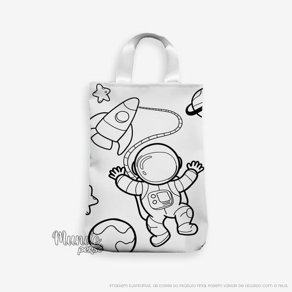 Sacola com Alça 18cm x 25cm Astronauta para Colorir