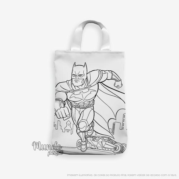 Sacola com Alça 18cm x 25cm Batman para Colorir