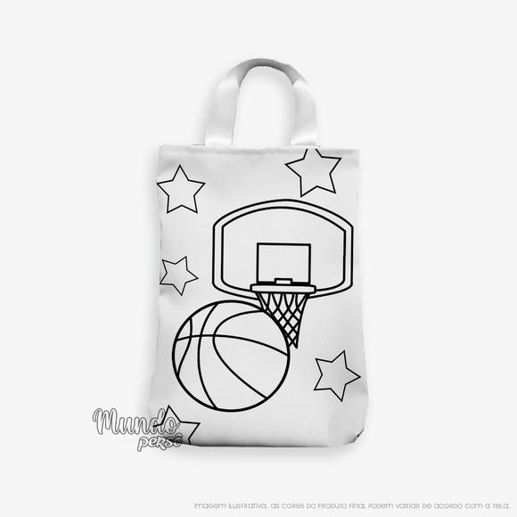 Sacola com Alça 18cm x 25cm Basquete para Colorir