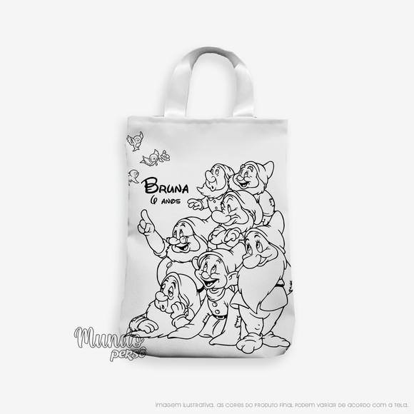 Sacola com Alça 18cm x 25cm Branca de Neve para Colorir