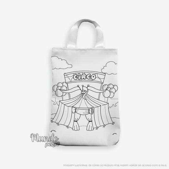 Sacola com Alça 18cm x 25cm Circo para Colorir