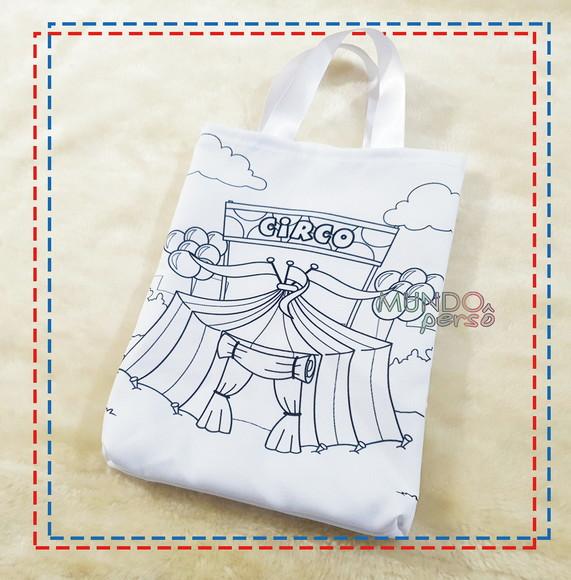 Sacola com Alça 18cm x 25cm Circo para Colorir