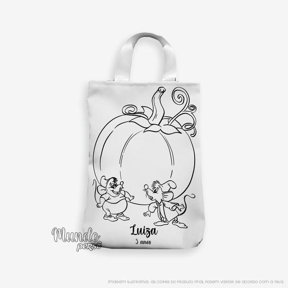 Sacola com Alça 18cm x 25cm Cinderela para Colorir