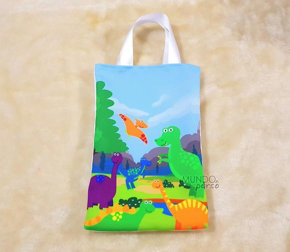 Sacola com Alça 18cm x 25cm Dinossauros