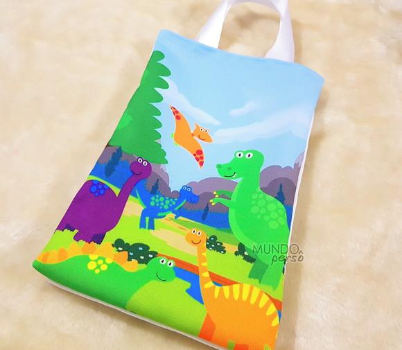 Sacola com Alça 18cm x 25cm Dinossauros