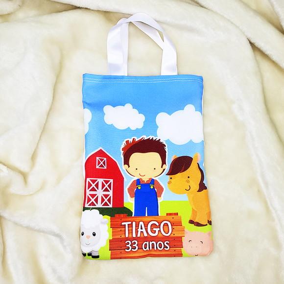 Sacola com Alça 18cm x 25cm Fazendinha