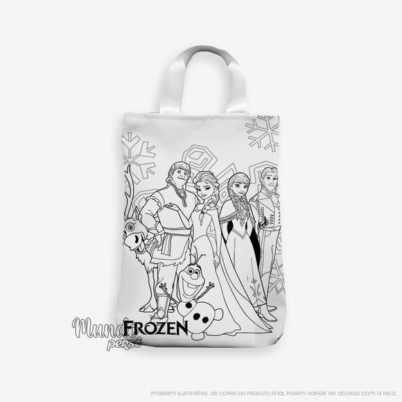 Sacola com Alça 18cm x 25cm Frozen para Colorir