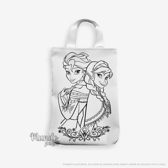 Sacola com Alça 18cm x 25cm Frozen para Colorir