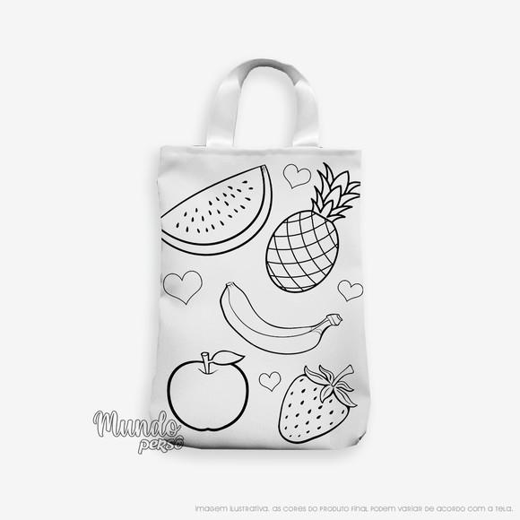 Sacola com Alça 18cm x 25cm Frutas para Colorir