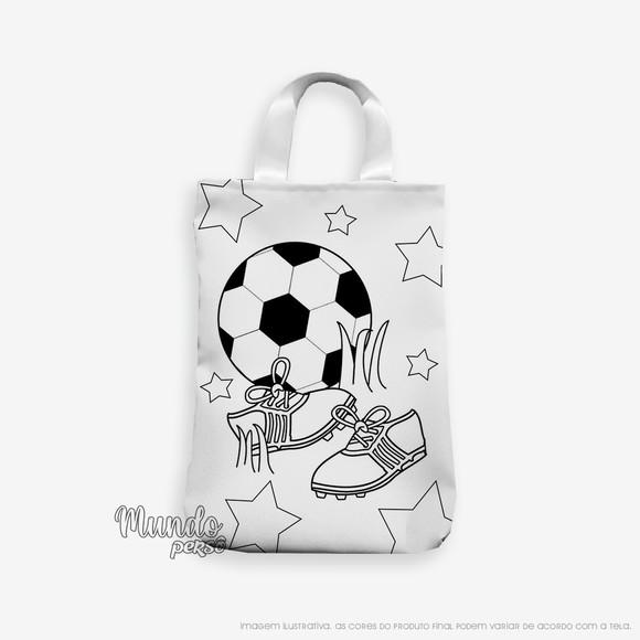 Sacola com Alça 18cm x 25cm Futebol para Colorir