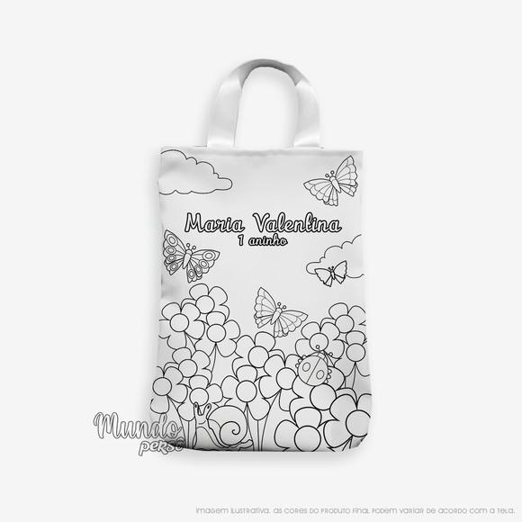 Sacola com Alça 18cm x 25cm Jardim para Colorir