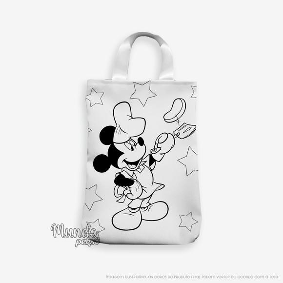 Sacola com Alça 18cm x 25cm Mickey Confeiteiro para Colorir