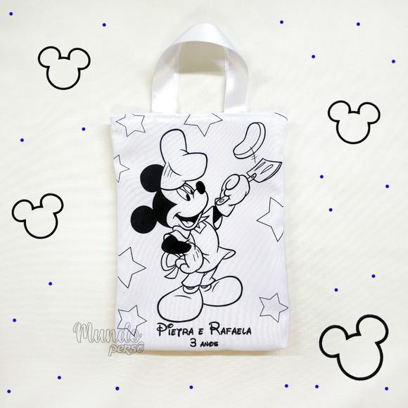 Sacola com Alça 18cm x 25cm Mickey Confeiteiro para Colorir