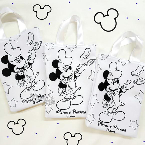 Sacola com Alça 18cm x 25cm Mickey Confeiteiro para Colorir
