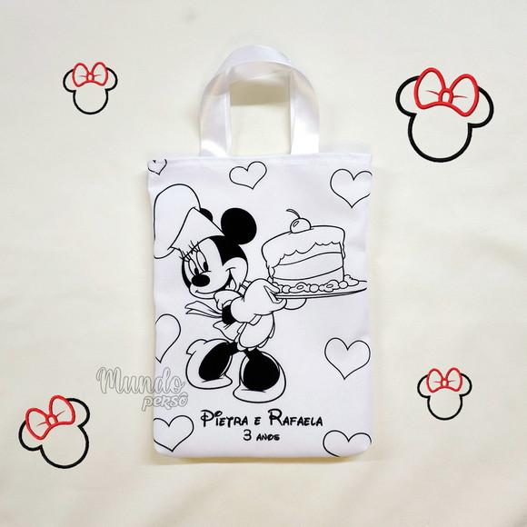 Sacola com Alça 18cm x 25cm Minnie Confeitaria para Colorir